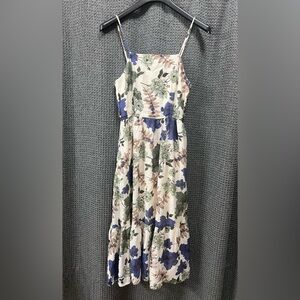 Hayden Smock Back Tiered Tank Midi Dress - Blue Mix Size Small